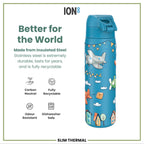 Leak Proof Slim Thermal Water Bottle, Insulated Steel, Airplanes, 500ml (17oz)