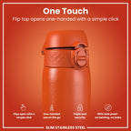 Leak Proof Slim Water Bottle, Stainless Steel, Hearty Orange, 600ml (20oz)