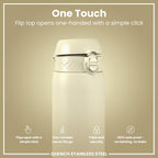 Leak Proof 1 Litre Water Bottle, Stainless Steel, Creamy White, 1L