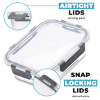 Rectangle Glass Food Storage Containers - 370ml - 5 PACK