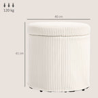Round Storage Ottoman with Lid, Vanity Stool with Storage
