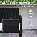 2 Seater Rattan Garden Bench with Cushion, Steel Frame