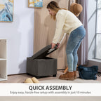 Storage Ottoman Bench, Corduroy Footstool with Removable Lid and Legs, Grey