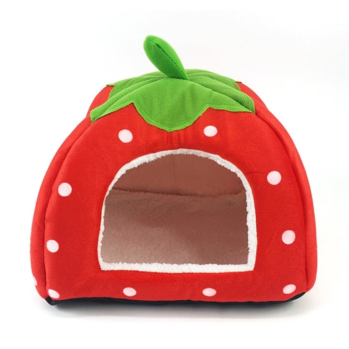 Strawberry Shaped Foldable Short Plush Pet House Nest, Size: L, Red, Size L, Pink, Size L, Purple, Size L