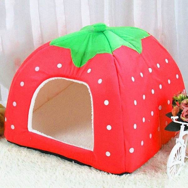 Strawberry Shaped Foldable Short Plush Pet House Nest, Size: L, Red, Size L, Pink, Size L, Purple, Size L Red, Size L Red