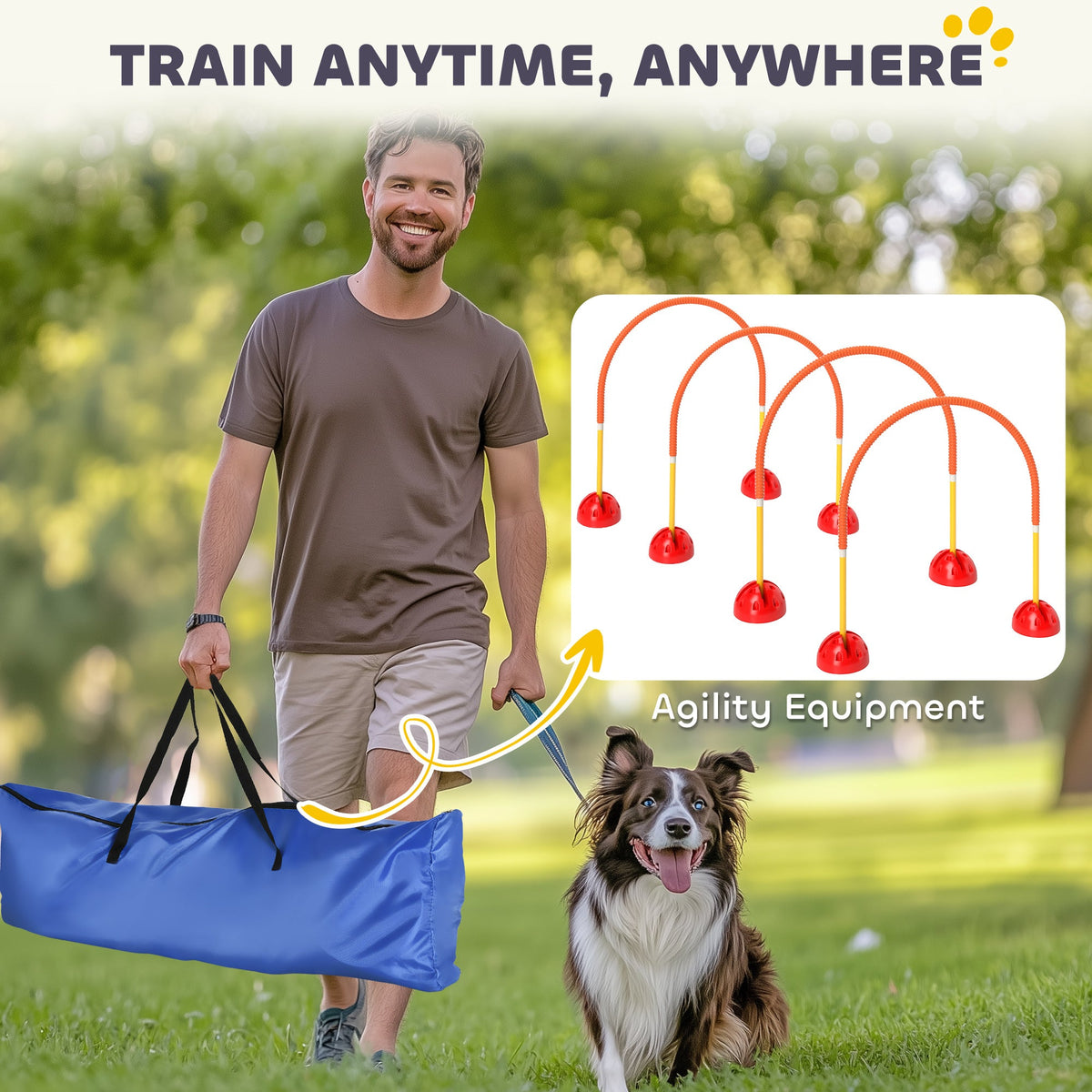 4 Piece Dog Agility Training Equipment with Carry Bag, Orange