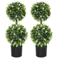 Set of 2 Potted Artificial Plants with Lavender Flowers White