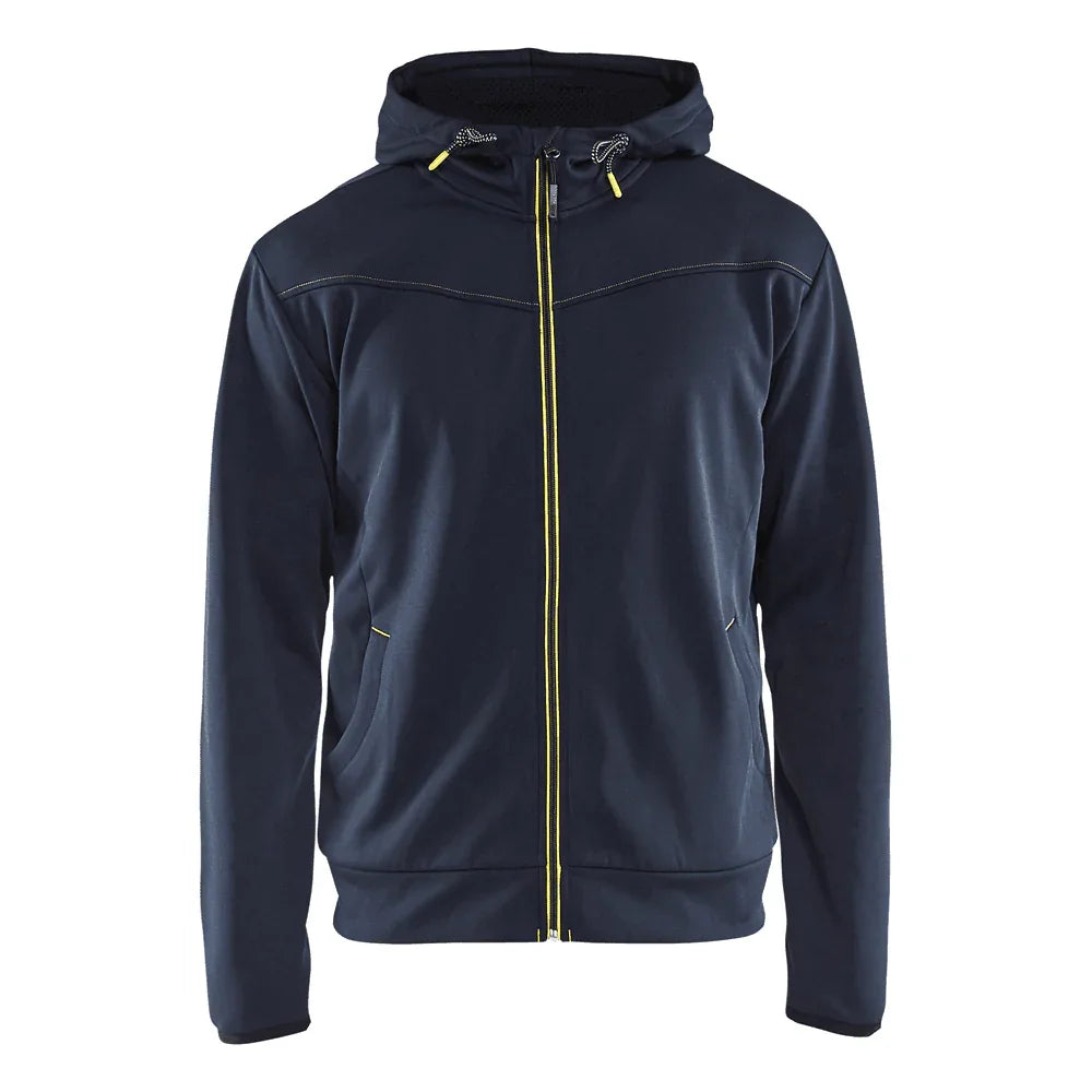 Blåkläder 3363 Work Hoodie with Full Zip Dark navy Yellow