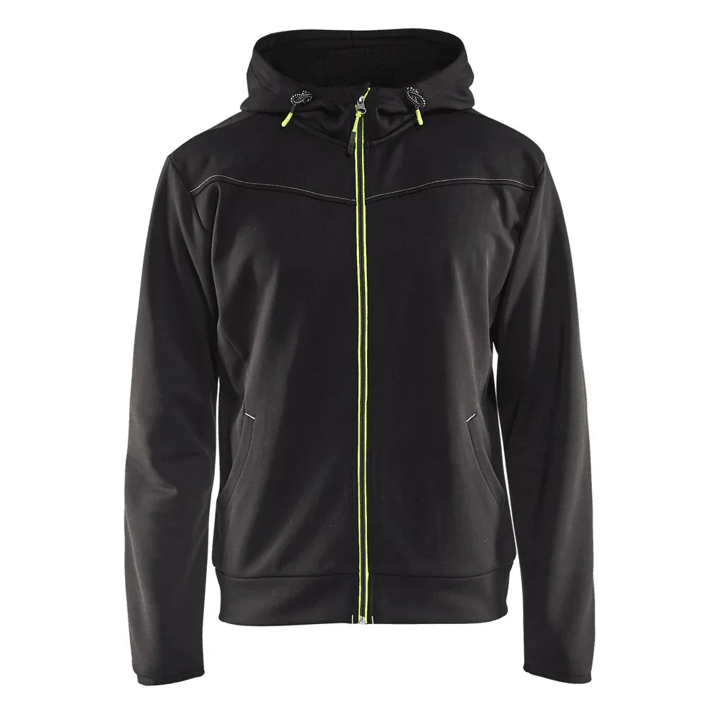 Blåkläder 3363 Work Hoodie with Full Zip Black Hi-vis yellow