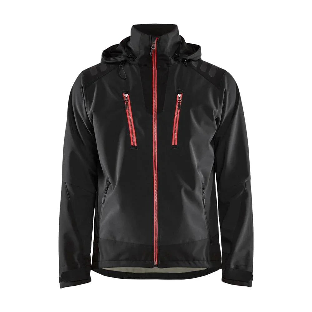 Blåkläder 4749 Stretch Hooded Softshell Jacket, wind and waterproof fabric Black Red