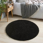 Washable Black Shaggy Rug
