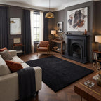 Solid Black Shaggy Rug