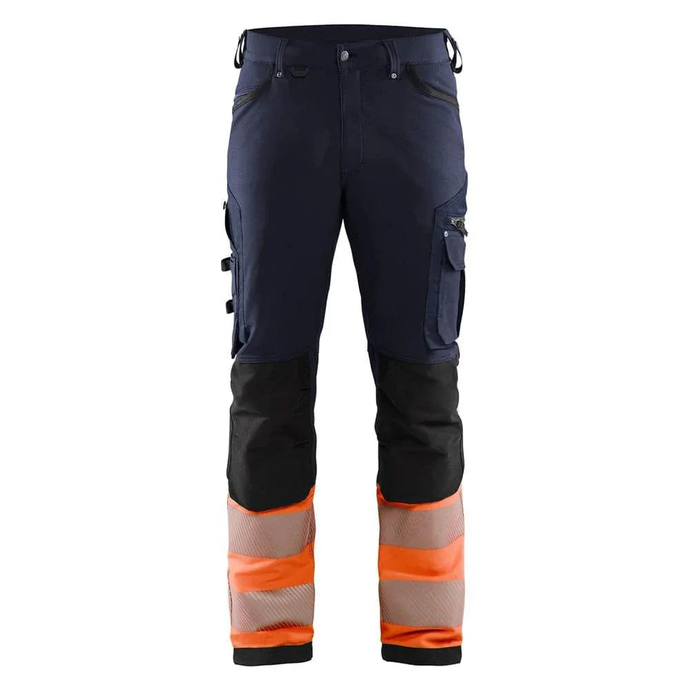 Blaklader 1193 Hi-Vis 4-Way Stretch Work Trousers Navy blue Orange