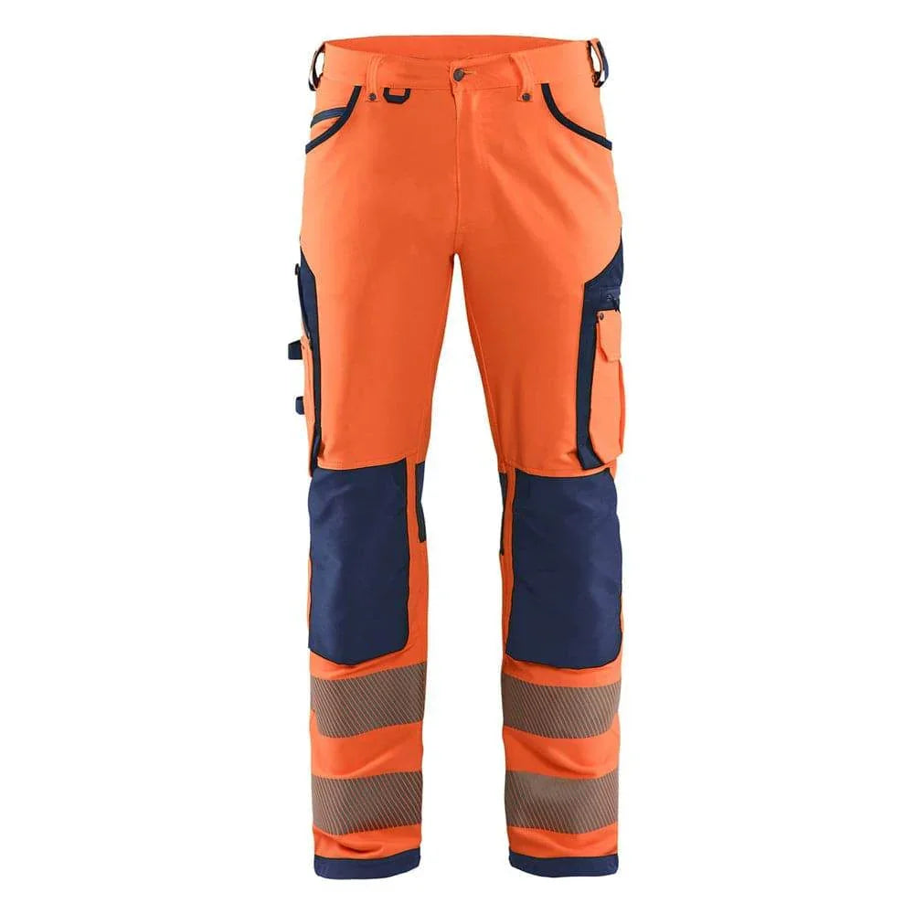 Blaklader 1197 Hi-Vis 4-Way Stretch Work Trousers Orange Navy blue