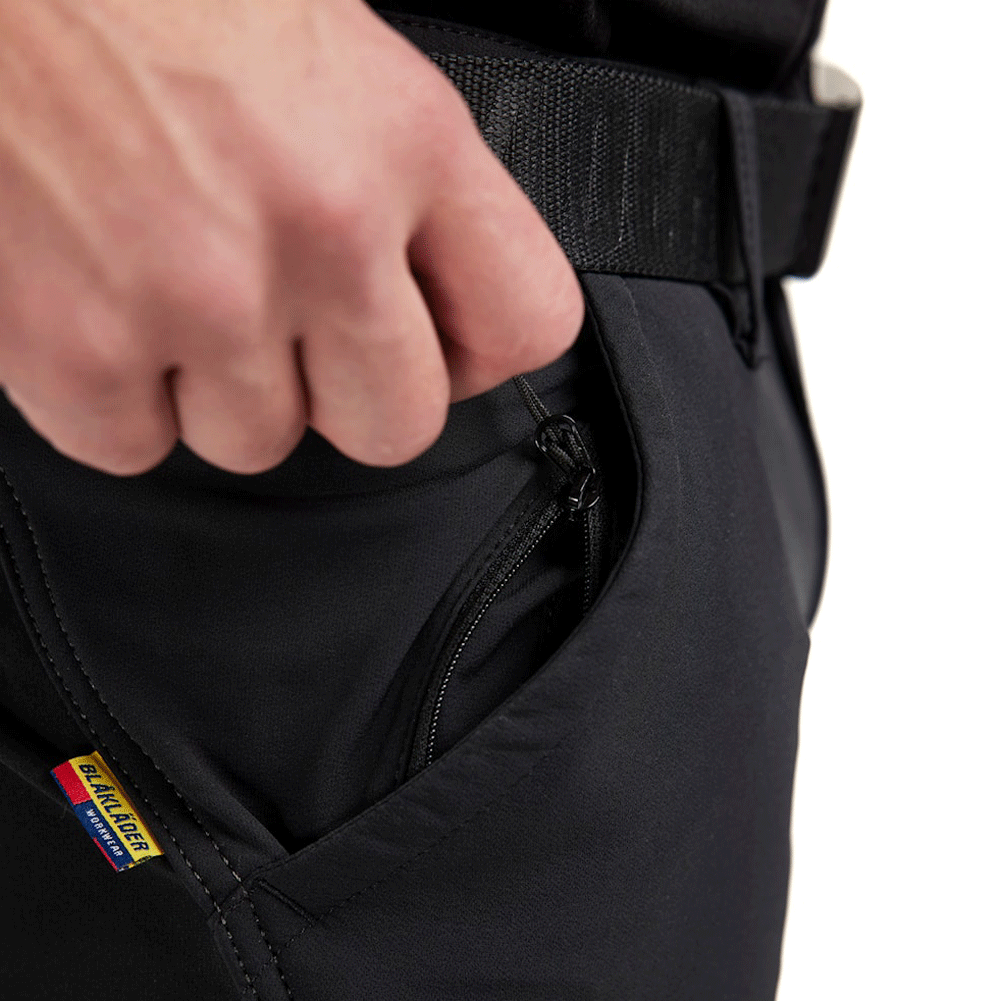 Blaklader 1422 4-Way Stretch Service Work Trousers Black/Dark Grey, 37" Waist Short Leg