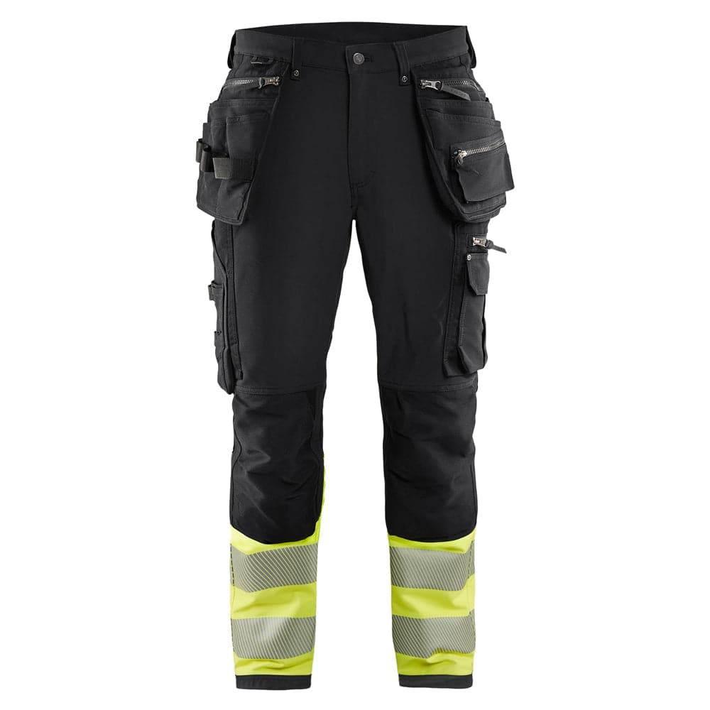 Blaklader 1993 Hi-Vis 4-Way Stretch Holster Pocket Work Trousers Black Hi-vis yellow