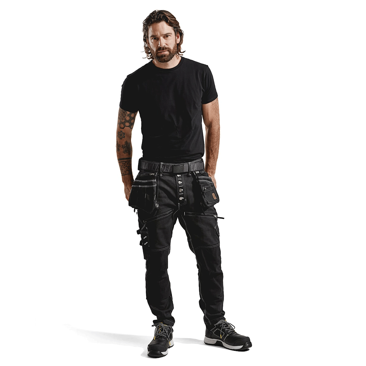 Blaklader 1999 Craftmens Denim Holster Pocket Stretch Work Trouser X1900 Black