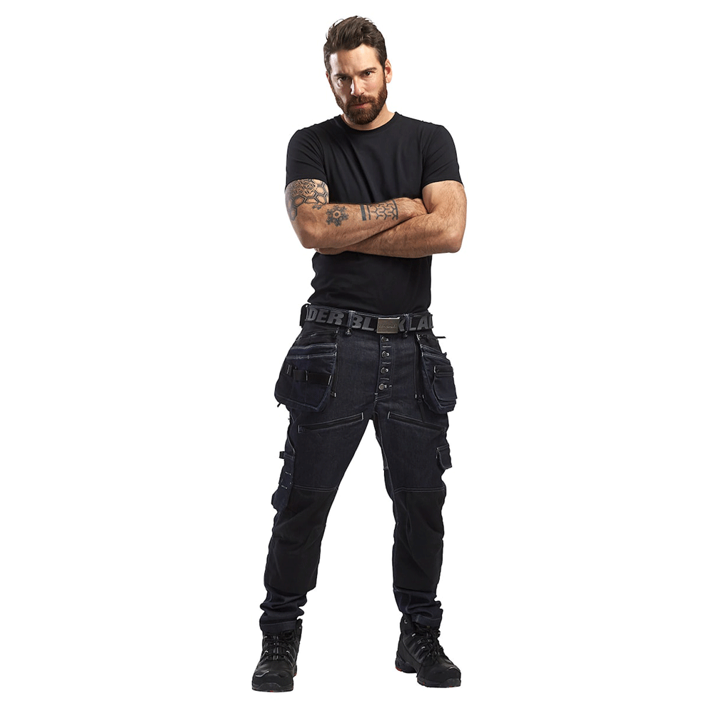 Blaklader 1999 Craftmens Denim Holster Pocket Stretch Work Trouser X1900 Navy blue Black