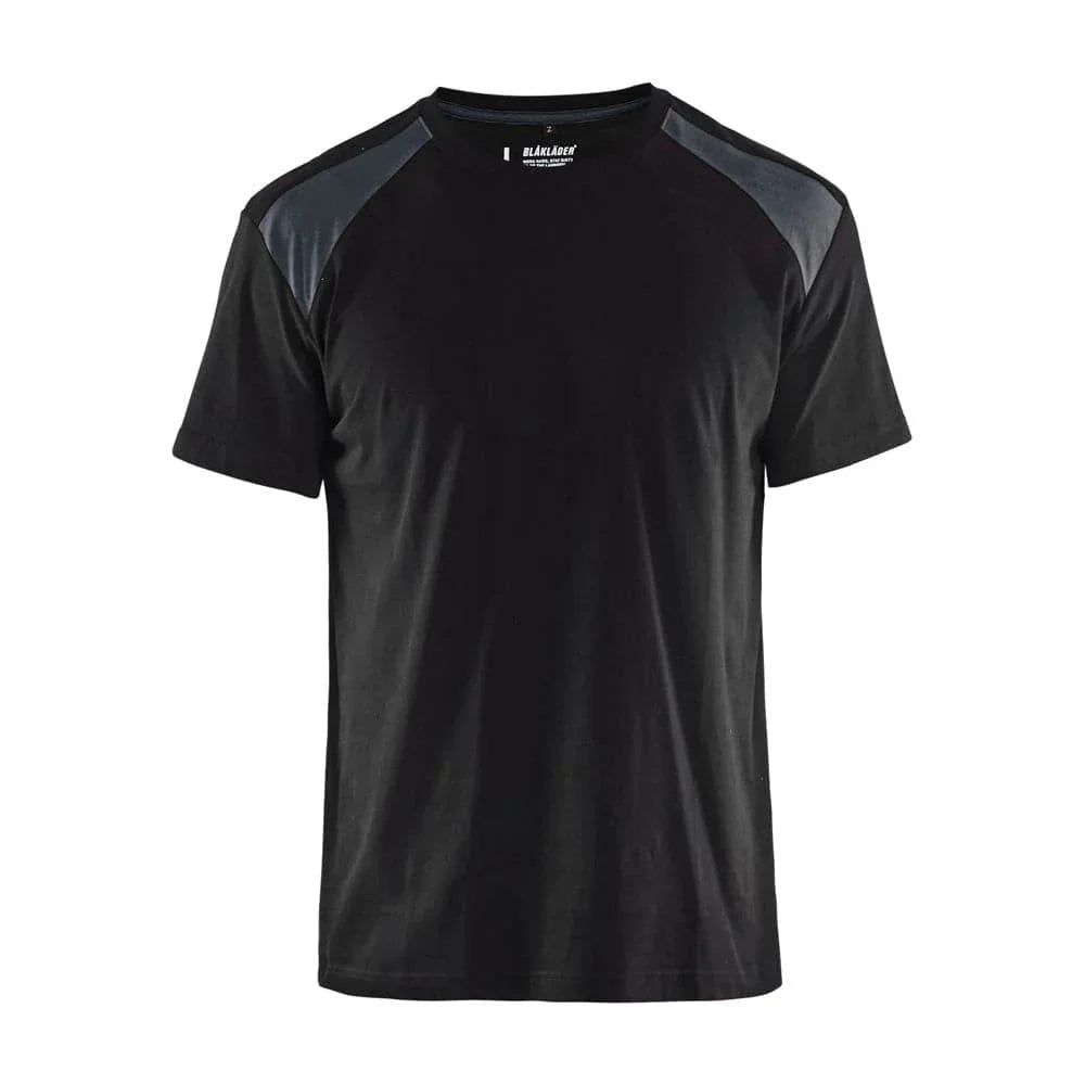 Blaklader 3379 Cotton Two Tone Crew Neck Work T-Shirt Black Dark grey