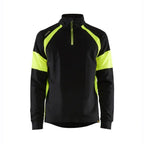 Blaklader 3550 1/4 Zip Sweatshirt with Hi-Vis Panels Black Hi-vis yellow