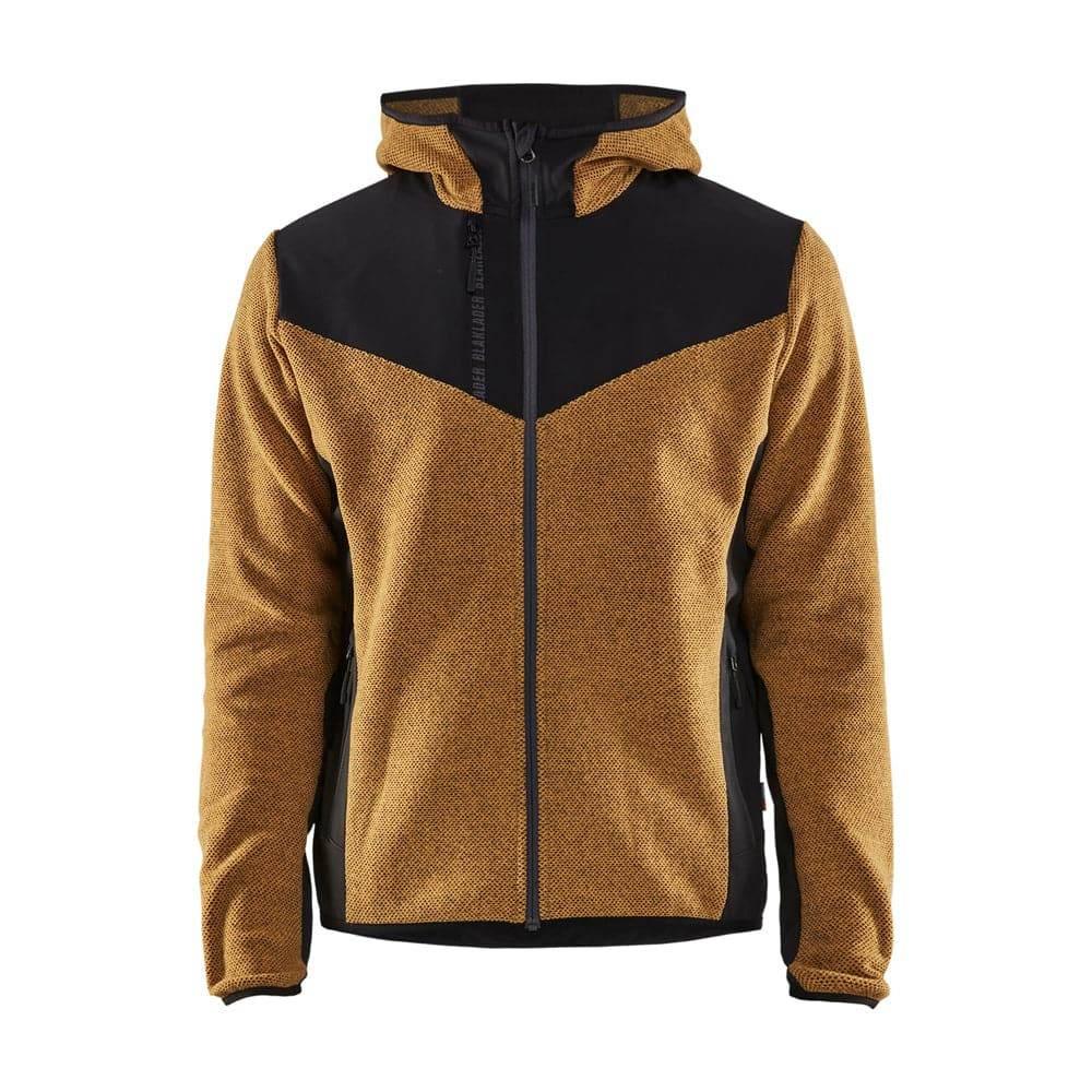 Blaklader 5940 Knitted Part Softshell Hooded Work Jacket Honey Gold Black