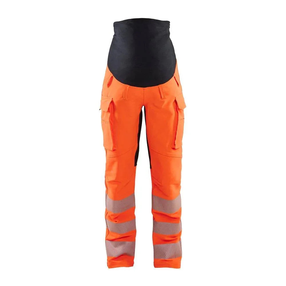 Blaklader 7100 Womens Hi-Vis 4-Way Stretch Maternity Work Trousers Orange Black