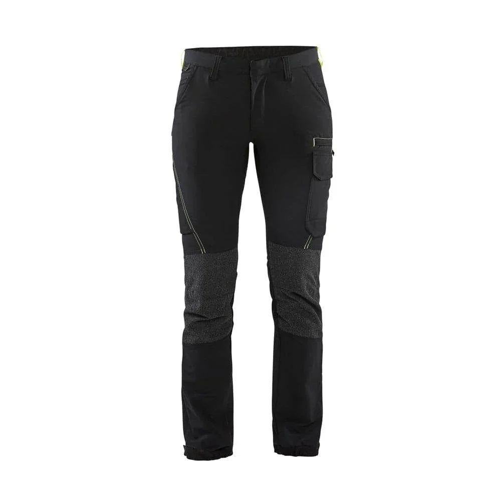 Blaklader 7122 Womens 4-Way Stretch Service Work Trouser Black Hi-vis yellow