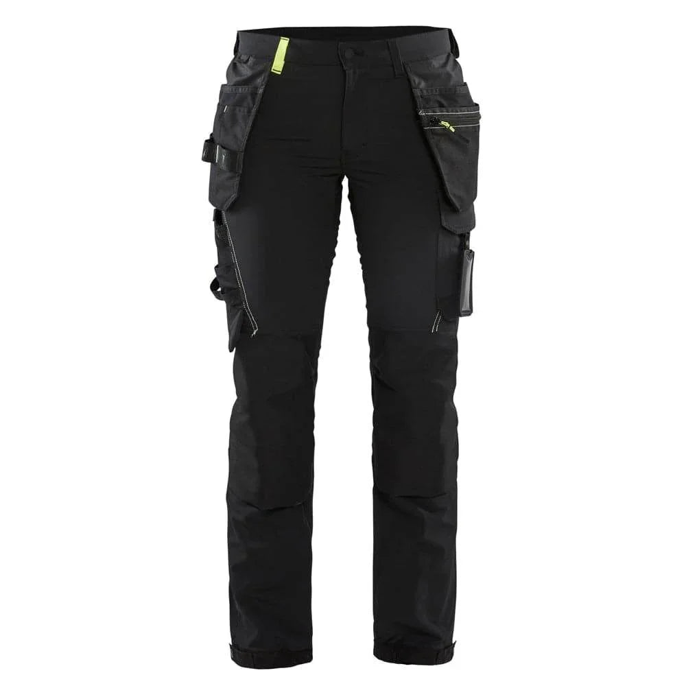 Blaklader 7192 Women's 4-Way Stretch Holster Pocket Work Trouser Black Hi-vis yellow