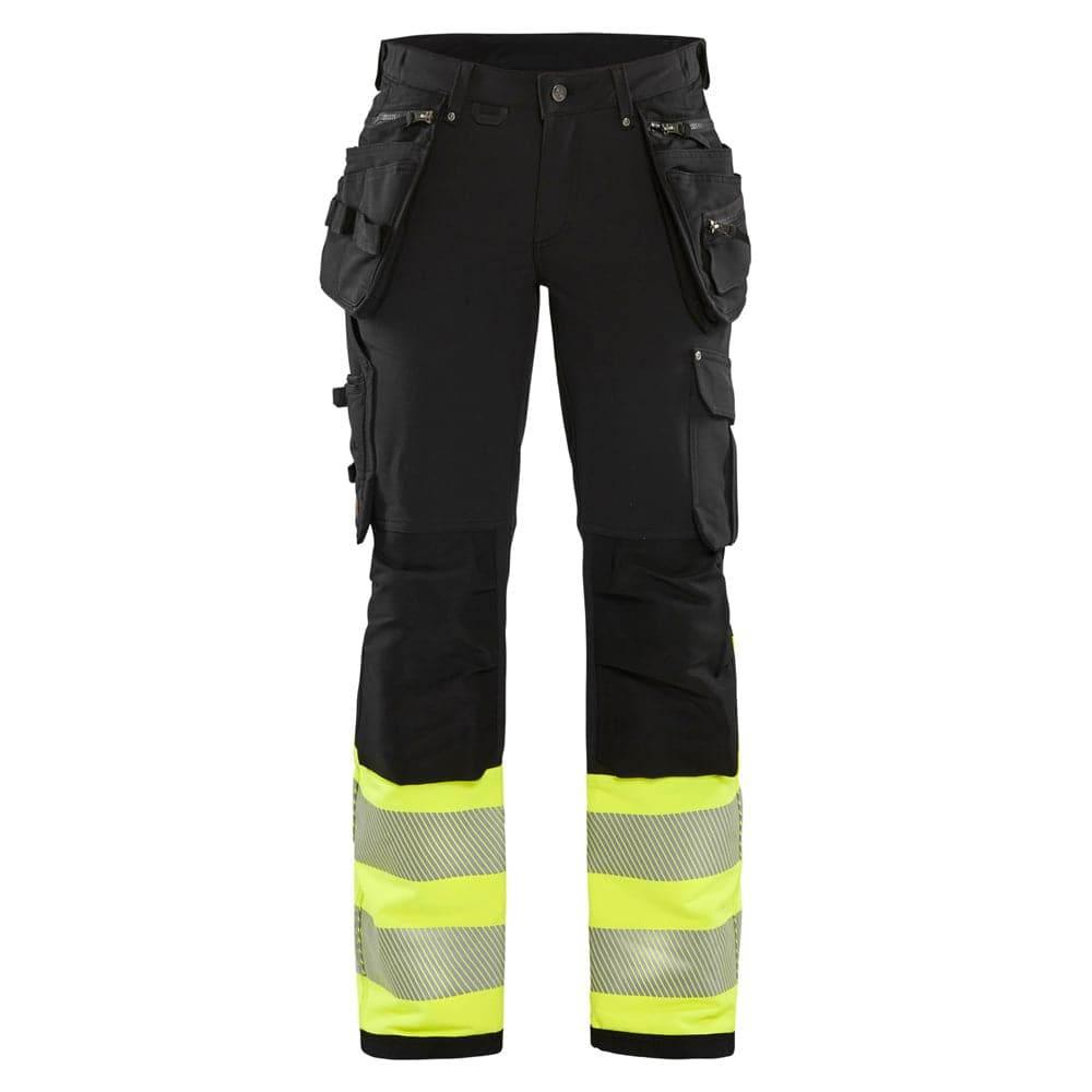 Blaklader 7193 Women's Hi-Vis 4-Way Stretch Holster Pocket Trousers Black Hi-vis yellow