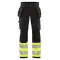 Blaklader 7193 Women's Hi-Vis 4-Way Stretch Holster Pocket Trousers Black Hi-vis yellow