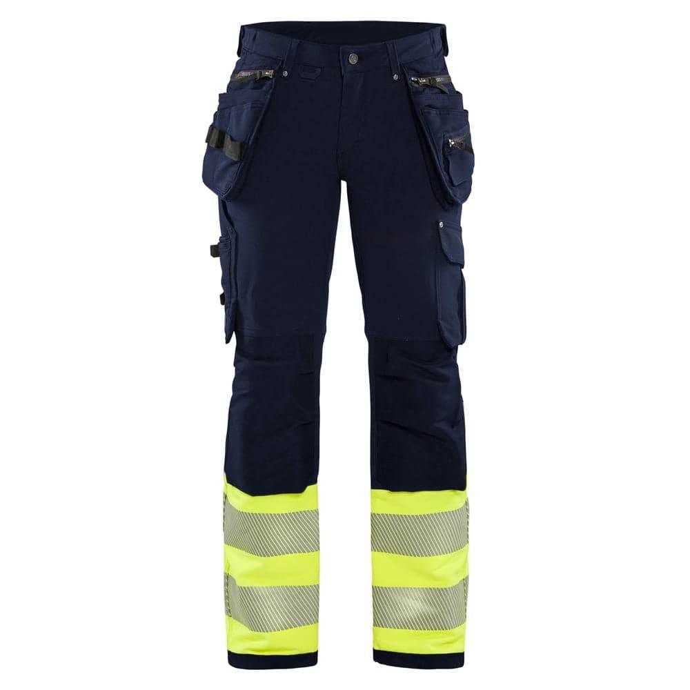 Blaklader 7193 Women's Hi-Vis 4-Way Stretch Holster Pocket Trousers Navy blue Hi-vis yellow
