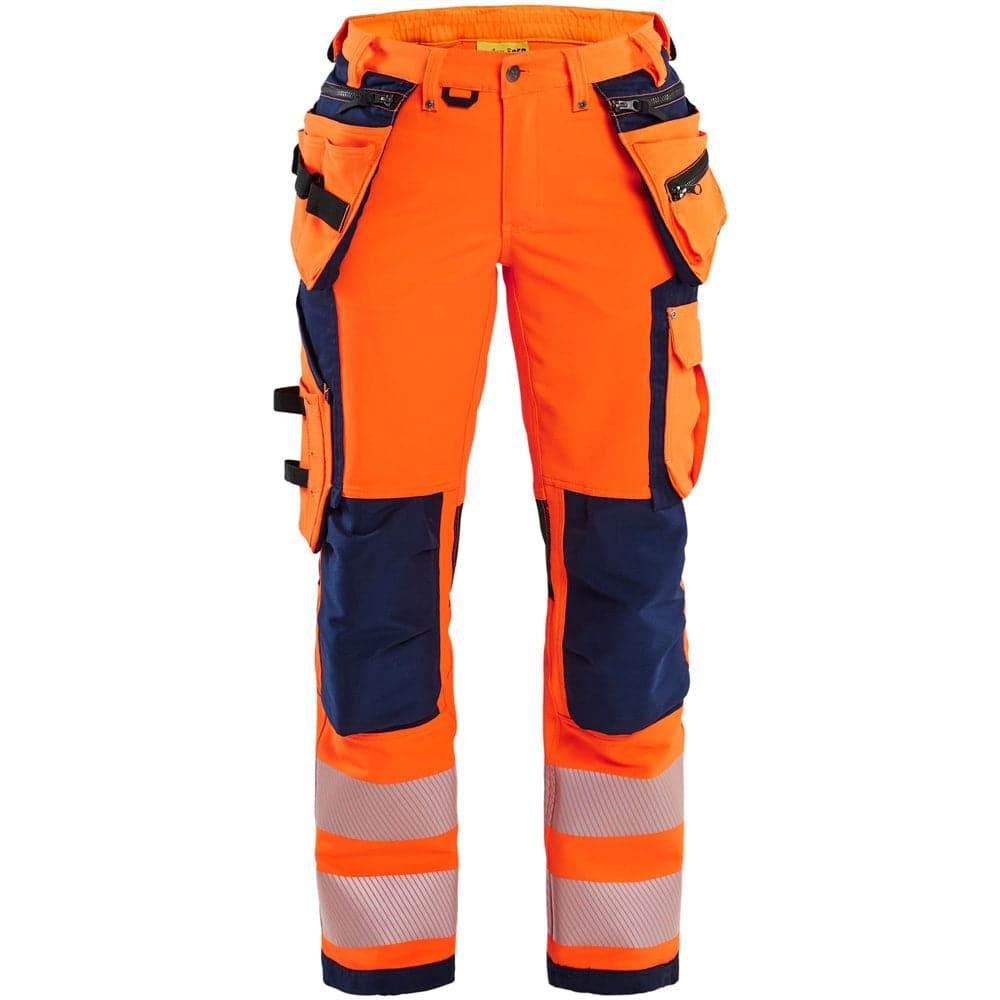 Blaklader 7197 Womens Hi-Vis 4-Way Stretch Holster Pocket Work Trouser Orange Navy blue