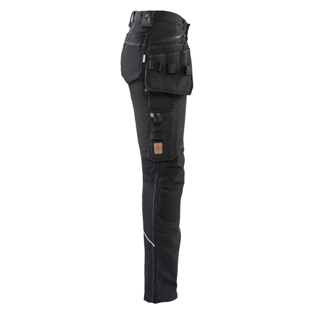 Blaklader 7198 Women's 4-Way Stretch Holster Pocket Work Trousers Black UK 12, Regular Leg