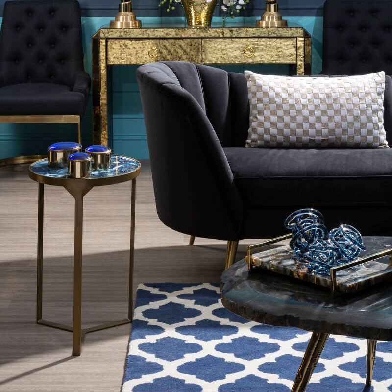 Navy Blue and White Rug