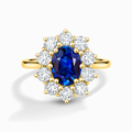 Blue Sapphire Halo Engagement Ring in 18k Gold Vermeil