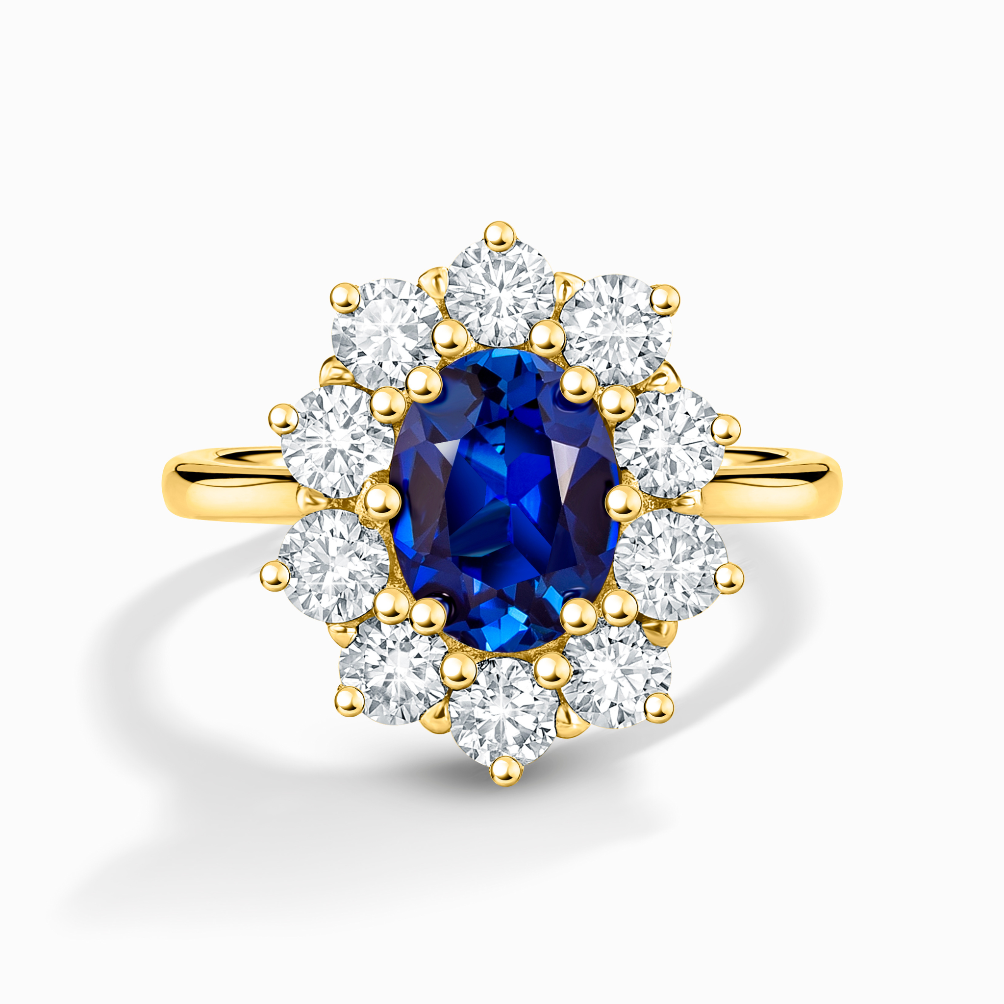 Blue Sapphire Halo Engagement Ring in 18k Gold Vermeil
