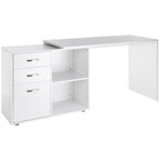 L Shaped Computer Desk, Reversible Home Office Desk with Drawers, File Cabinet and Storage Shelves, Study Table, 117 x 83.5 x 76cm, White White