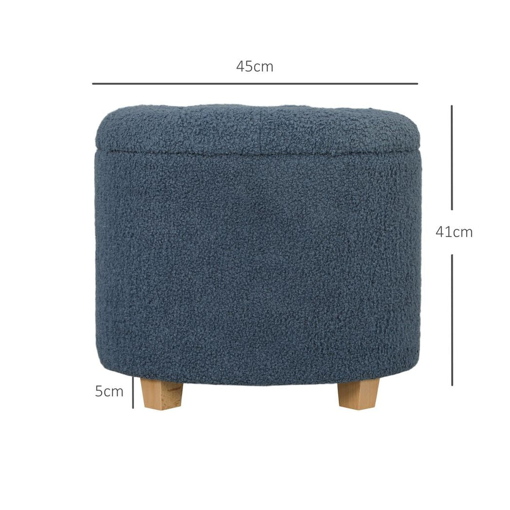 45cm Round Ottoman with Storage, Lid, Cashmere Footstool