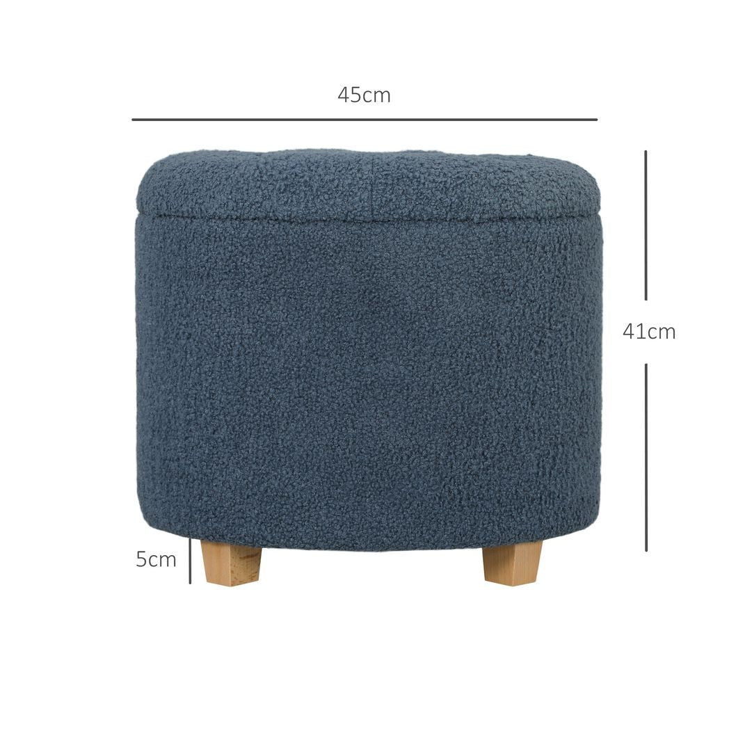 45cm Round Ottoman with Storage, Lid, Cashmere Footstool