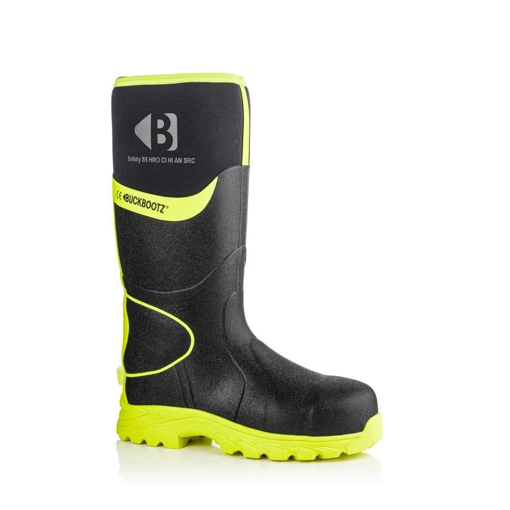 Buckler BBZ8000 S5 360° High Visibility Neoprene / Rubber Safety Wellington Boot with Ankle Protection Black Yellow