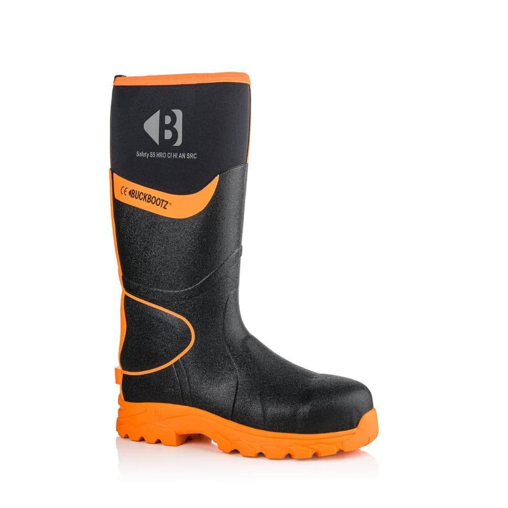 Buckler BBZ8000 S5 360° High Visibility Neoprene / Rubber Safety Wellington Boot with Ankle Protection Black Orange