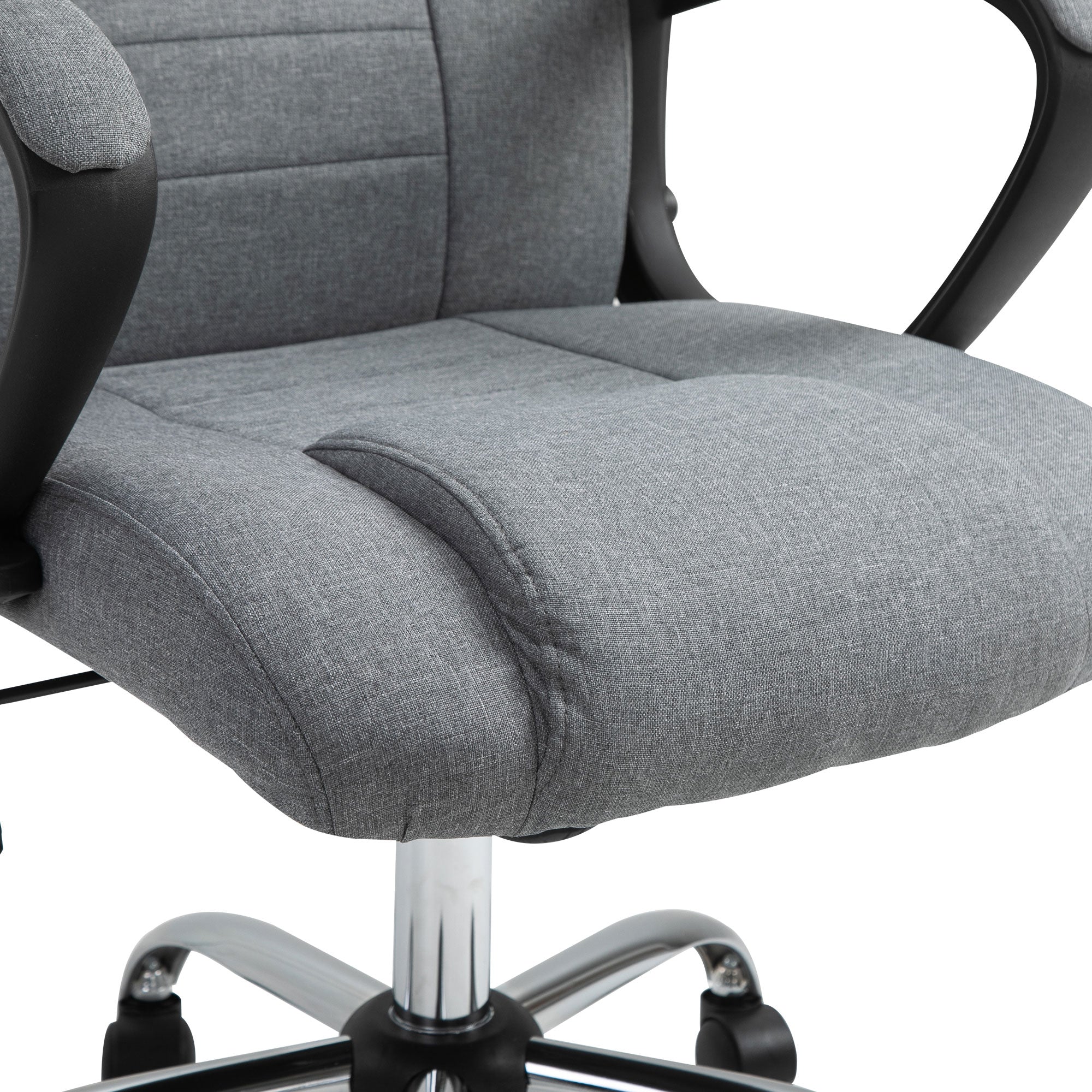 Office Chair, Computer Desk Chair, Linen Fabric Swivel Chair with Adjustable Height, Rolling Wheels for Home and Study, Grey
