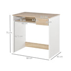 Compact Computer Desk with Keyboard Tray, Home Office Desk with Drawer for Bedroom Study, Oak Colour