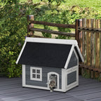 ?Outdoor Feral Cat House with Openable Asphalt Roof,?Grey