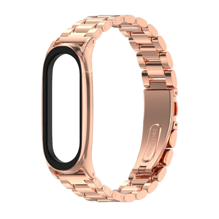 Mijobs Stainless Steel Metal Watch Band for Xiaomi Mi Band 5 & 6 Rose Gold