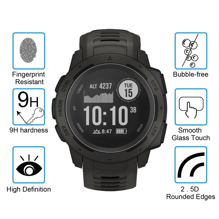 ENKAY Hat-Prince 0.2mm 9H 2.15D Curved Edge Tempered Glass Film for Garmin Instinct Intelligent Sports Watch, 1 PCS Garmin Instinct