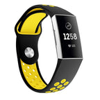 Two-color Round Hole Silicone Watch Band for Fitbit Charge 3, Watch Band Size:145-210mm Yellow