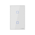 Sonoff T2 Touch 120mm Tempered Glass Panel Wall Switch Smart Home Light Touch Switch, Compatible with Alexa and Google Home, AC 100V-240V, US Plug, 120mm/ 2 US Plug 120mm 2 US Plug
