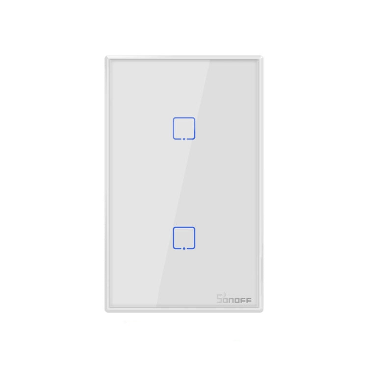 Sonoff T2 Touch 120mm Tempered Glass Panel Wall Switch Smart Home Light Touch Switch, Compatible with Alexa and Google Home, AC 100V-240V, US Plug, 120mm/ 2 US Plug 120mm 2 US Plug