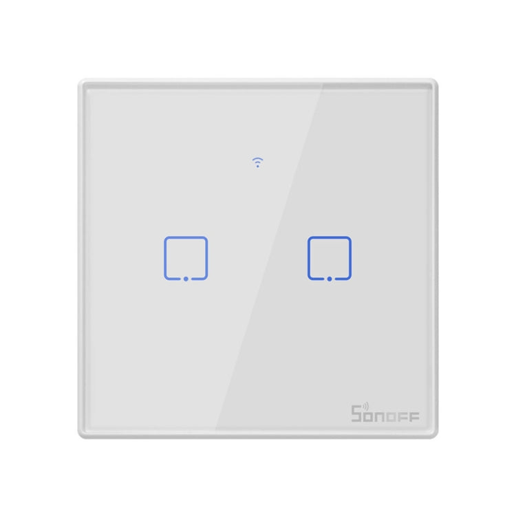 Sonoff T2 Touch 86mm Tempered Glass Panel Wall Switch Smart Home Light Touch Switch, Compatible with Alexa and Google Home, AC 100V-240V, UK Plug, 86mm/ 2 UK Plug 86mm 2 UK Plug